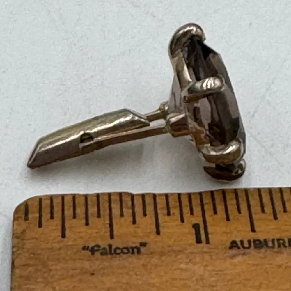 Vintage Swank Smoky Quartz Checkerboard Faceted Gold Tone Cufflinks